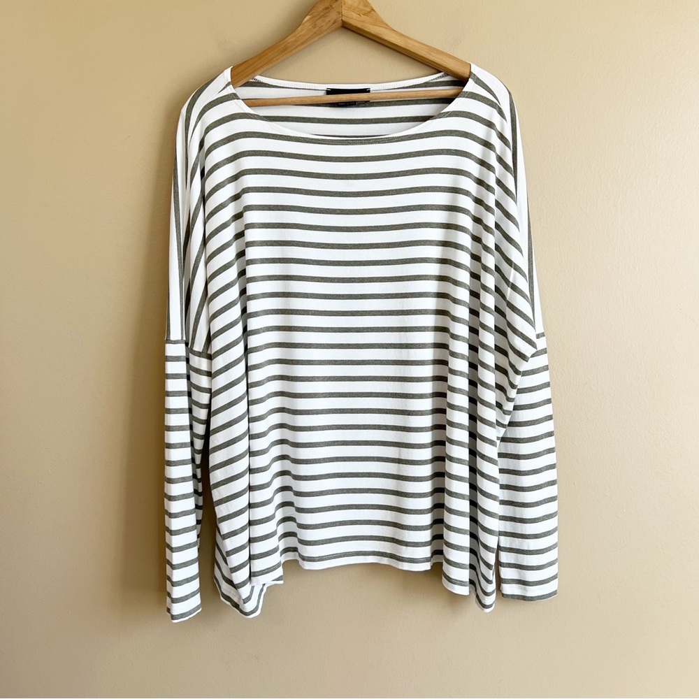 Hatch Cream and Gray Striped Long Sleeve Top